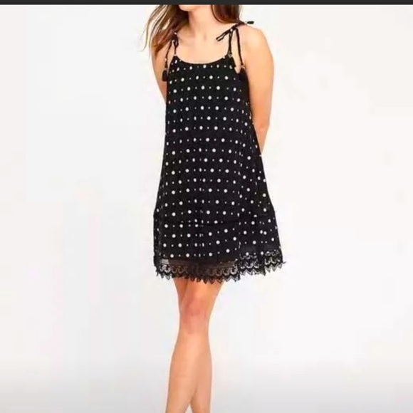 Old Navy black N white Tie shoulder swing dress Size S - Picture 1 of 13